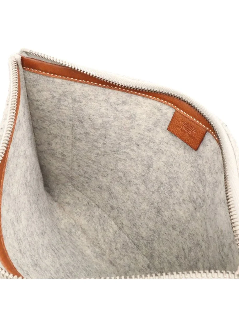 Hermes Toodoo 29 Clutch Second Pouch Business Felt Veau Epsom Light Gray Brown